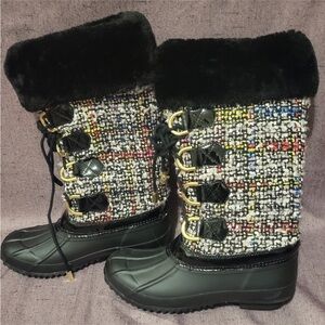 INC International Concepts Black and Multicolor Winter Boots